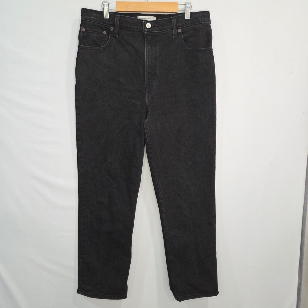 Abercrombie & Fitch Womens Black The 90s Straight Ultra High Rise Jeans 31 / 12s